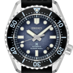 Seiko automatic divers watch with a blue dial and stainless steel case, perfect for underwater adventures.