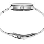 Sleek stainless steel watch with minimalist design and adjustable bracelet for casual or formal wear.
