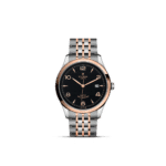 Elegant Tudor watch in stainless steel and rose gold with automatic movement and sophisticated design.