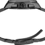 Sleek matte black modern wristwatch with angular design and sturdy bracelet, perfect for everyday wear.