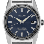 Elegant Seiko King Seiko watch with blue dial and stainless steel bracelet, perfect for any occasion.