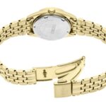 Elegant gold-toned wristwatch with a classic round case and stylish metal link band.