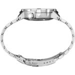 Sleek modern wristwatch with a metallic case and interlinked band, combining style and functionality.