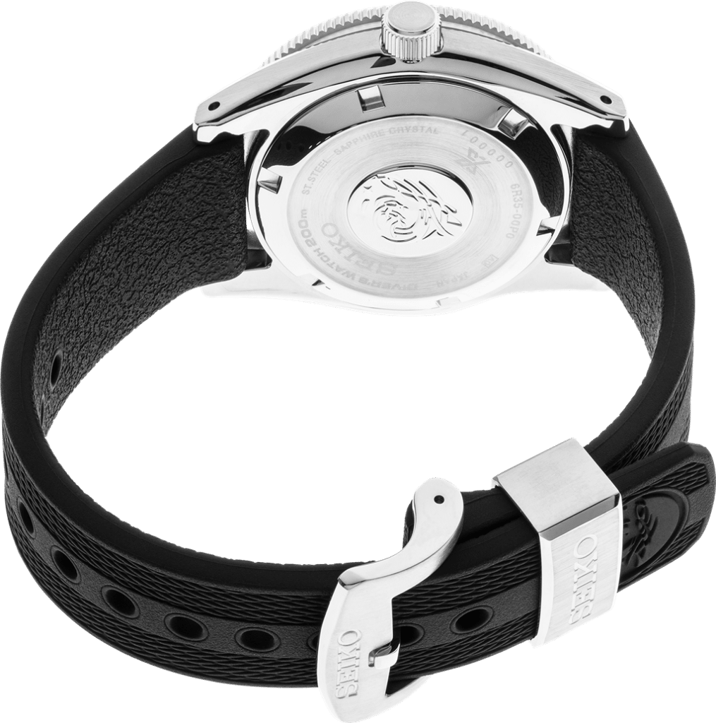 Durable stainless steel watch with rubber strap, showcasing water resistance and elegant design.
