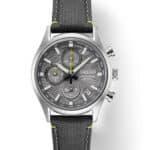 Sleek Seiko chronograph watch with gray dial, stainless steel case, and stylish fabric strap.