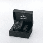 Limited edition Prospex watch in elegant black box with extra strap for versatile style.