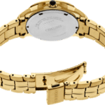 Elegant gold-tone wristwatch featuring a polished band and intricate design for luxury timekeeping.