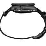 Sleek black wristwatch with textured strap, sporty design, ideal for active lifestyles.