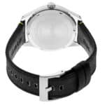 Sleek SEIKO watch with stainless steel case and textured black strap for style and durability.