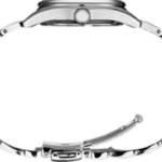 Sleek stainless steel wristwatch with interlinked bracelet, perfect for casual and formal wear.