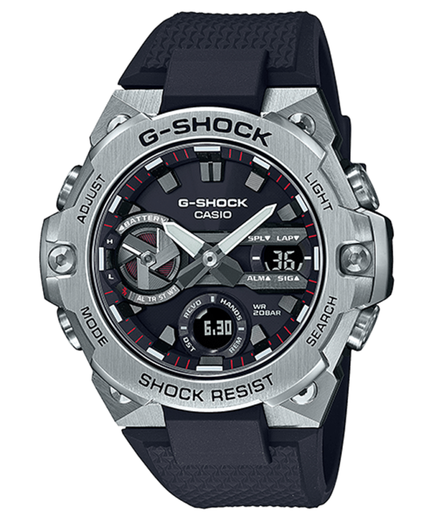 Stylish Casio G-Shock watch with analog-digital display, robust design, and multifunctional features.