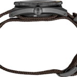 Stylish rugged wristwatch with metal case and braided brown strap for outdoor adventures.
