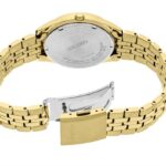 Elegant SEIKO gold-tone wristwatch with classic link bracelet and water-resistant features for timeless style.