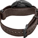 Stylish matte black watch with a unique brown woven strap, perfect for diverse occasions.