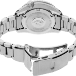 Seiko dive watch features stainless steel, polished case, and 200-meter water resistance for adventures.