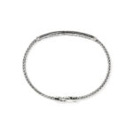 Elegant silver bracelet with intricate braided design and secure clasp, perfect for any occasion.