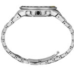 Sleek stainless steel smartwatch with elegant design, interlocking links, and advanced features.