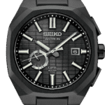 Seiko Astron GPS Solar watch in black, showcasing modern design and advanced timekeeping technology.