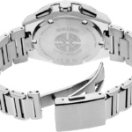 Sophisticated Seiko GPS Solar watch with polished stainless steel case and intricate bracelet design.