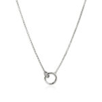 Sleek silver necklace with a minimalist design and a polished circular pendant, perfect for any occasion.