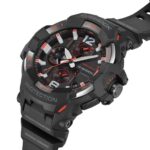 Durable G-Shock watch with solar power, rugged design, and vibrant red accents for outdoor enthusiasts.