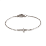 Minimalist silver bracelet with a cross charm, perfect for versatile, everyday elegance.