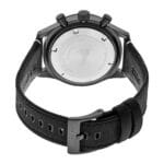 Stylish black chronograph watch with durable textile strap and polished stainless steel accents.