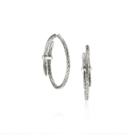 Elegant silver hoop earrings with intricate woven design, perfect for any occasion.