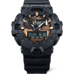Rugged G-Shock wristwatch by Casio featuring digital and analog displays for active lifestyles.