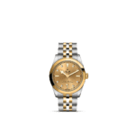 Elegant Tudor watch with two-tone gold and stainless steel design, featuring diamond markers.