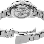 Modern stainless steel watch with elegant design, versatile bracelet, and intricate movement display.