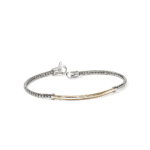 Elegant sterling silver bracelet with gold accent, perfect for stylish casual or formal wear.