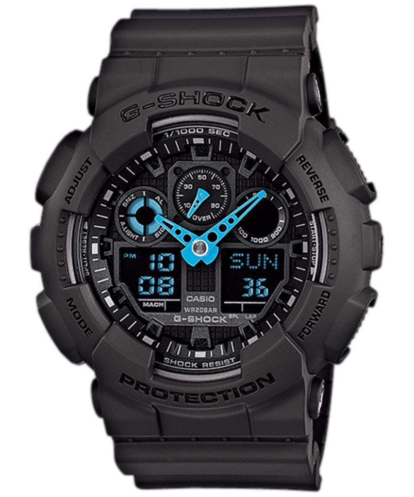 Durable black Casio G-Shock watch with advanced digital and analog features for sports and daily use.