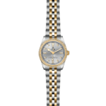 Luxurious stainless steel and gold watch with diamond accents and elegant design.