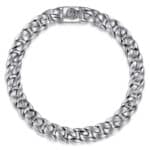 Elegant silver chain bracelet featuring interlocking links for a stylish, durable accessory.