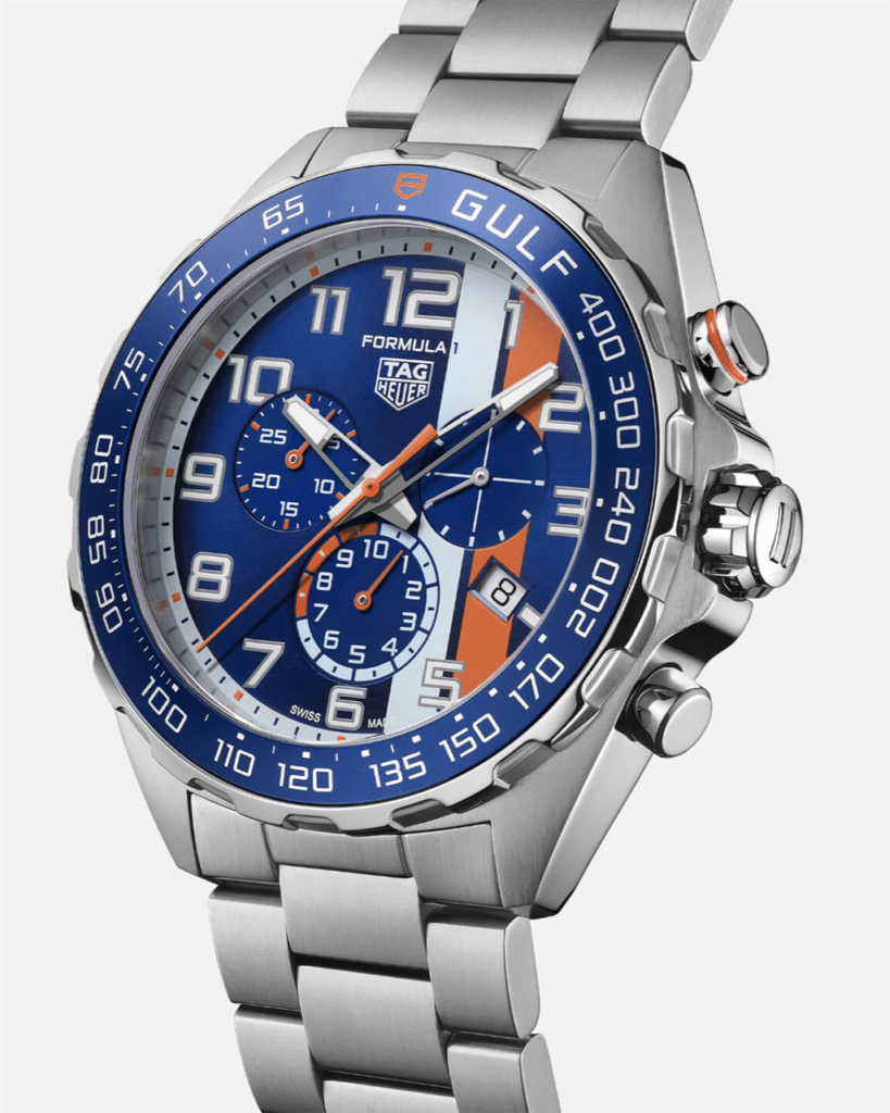 Stylish TAG Heuer Formula 1 watch featuring a blue dial and sporty chronograph functions.
