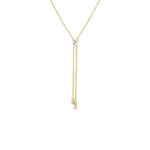 Elegant gold necklace with diamond centerpiece, perfect for any occasion.