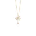 Elegant palm tree pendant necklace with shimmering stones on a delicate gold chain.