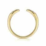 Elegant yellow gold open-ended ring with diamond accents, perfect for stacking or standalone wear.