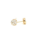 Elegant gold stud earrings with sparkling floral-inspired stones, perfect for any occasion.
