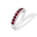 Elegant ruby and diamond ring in white metal, perfect for any occasion or as a gift.