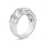 Elegant white metal ring adorned with sparkling gemstones, perfect for any formal occasion.