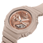 Stylish G-Shock watch in beige and rose gold, combining durability with modern design.