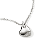 Elegant heart pendant necklace in polished silver with sparkling stones, perfect for romantic gifts.