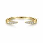 Elegant gold open-ended ring with sparkling gemstones by Gabriel & Co. for modern jewelry lovers.