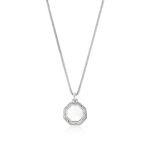 Stylish silver necklace with octagonal pendant, perfect for layering and everyday elegance.