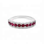 Elegant ruby and diamond ring in white gold, perfect for love and special occasions.