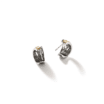 Elegant silver and gold hoop earrings featuring intricate textures for a sophisticated style.