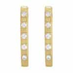 Elegant gold earrings with sparkling stones, perfect for modern, sophisticated styles and versatile occasions.