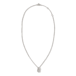 Elegant silver necklace with teardrop pendant and sparkling embellishments, perfect for any occasion.